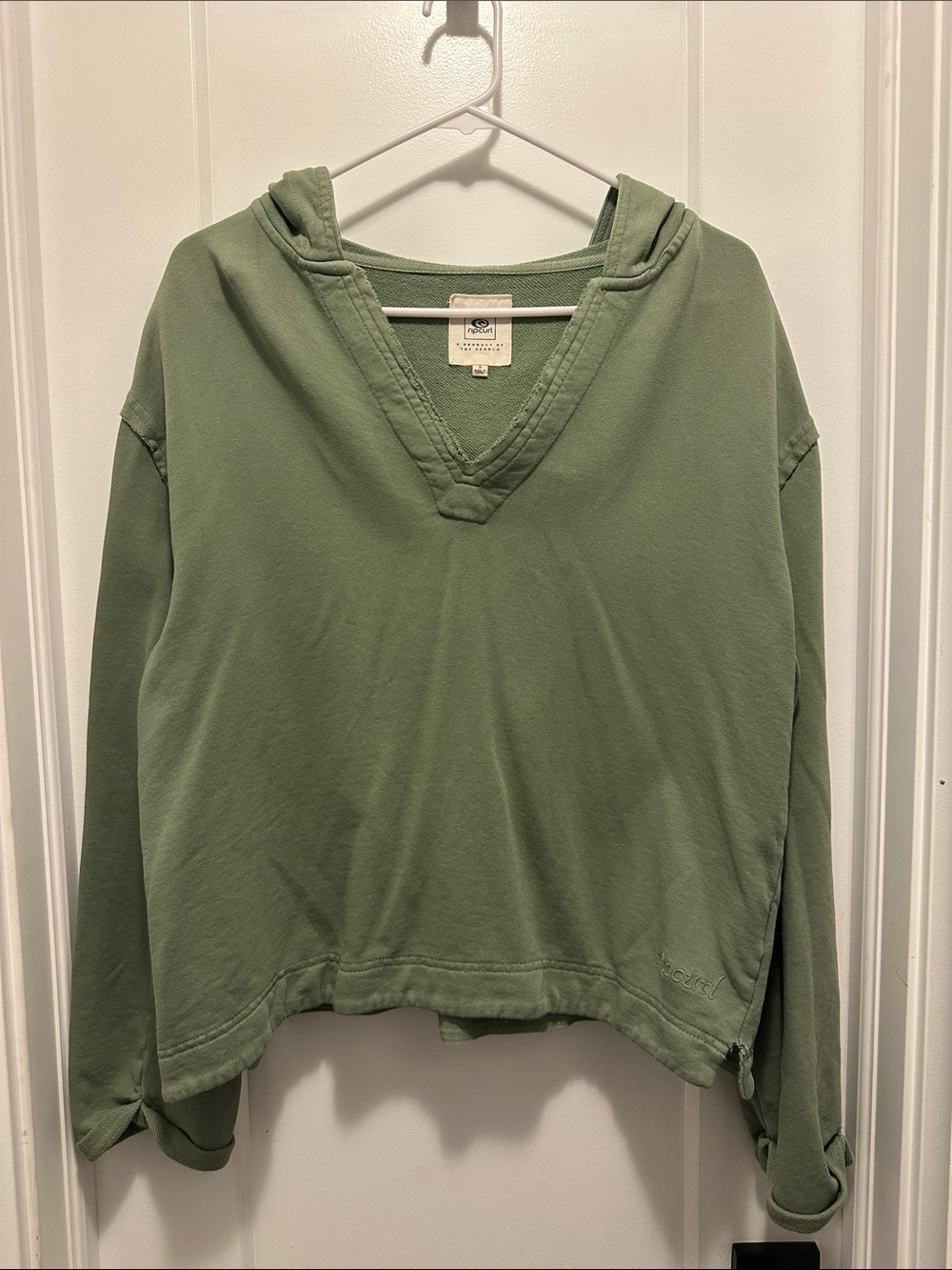 Rip Curl Olive Green V-Neck Hoodie Sweatshirt
